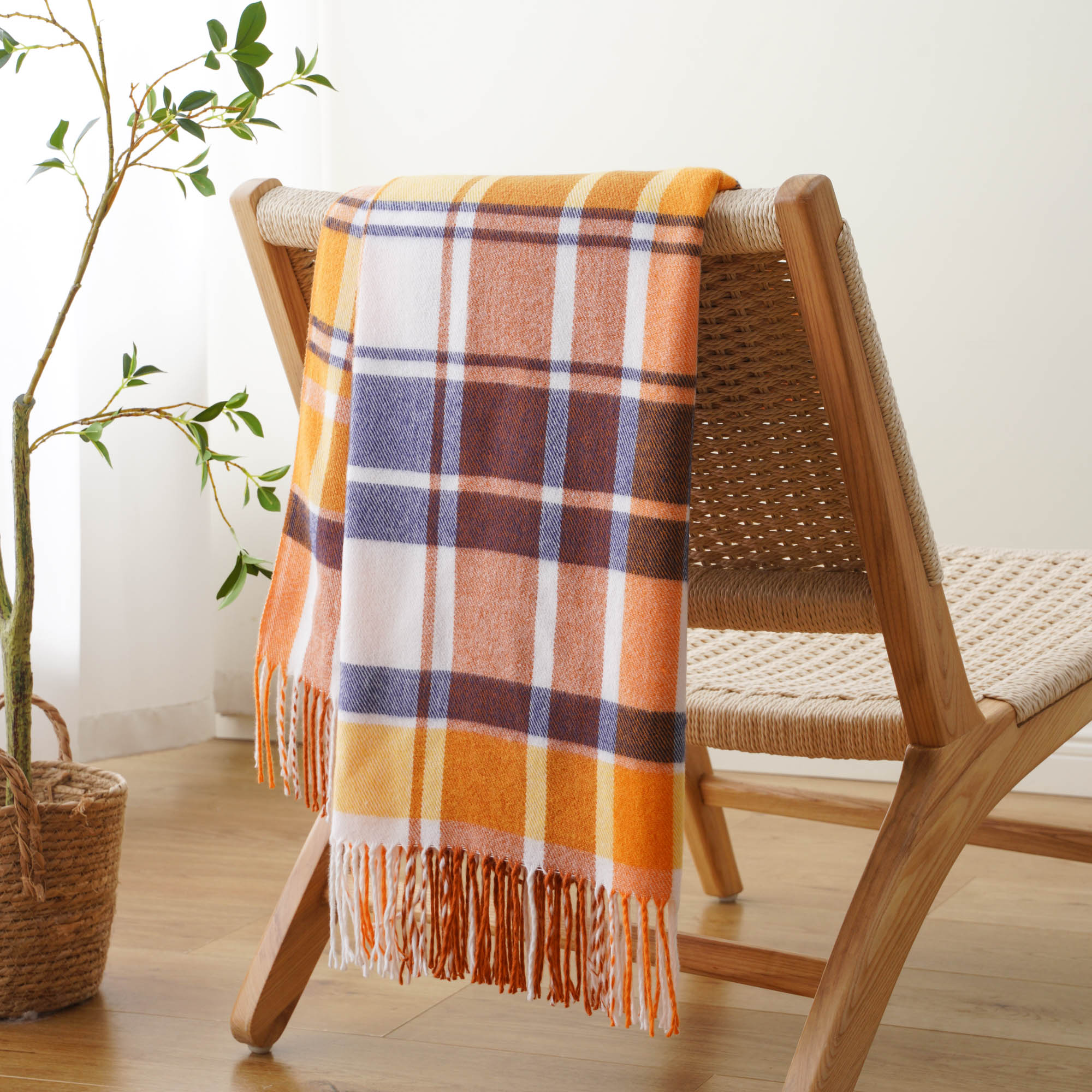 Harvest-Rust Plaid Throw